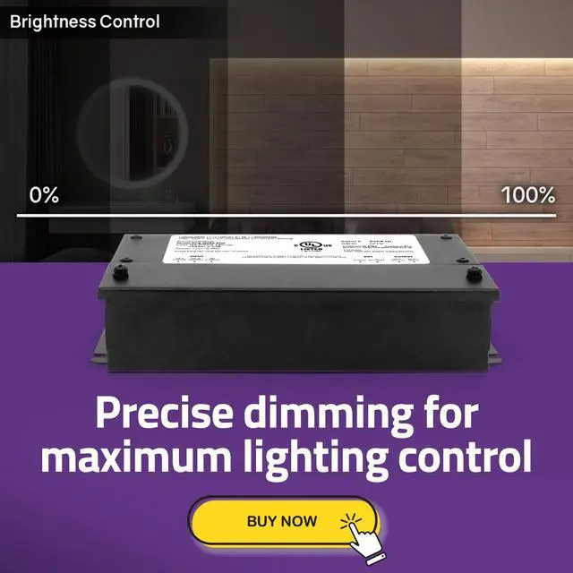Alt view image 7 of 7 - 24V 60W Dimmable LED Driver Smooth Flicker Free Dimming TRIAC, 0-10V, Phase Cut, & 10V PWM Compatible with Lutron and Leviton Dimmer Switches, UL Listed, Class 2, 100-277V AC 2.5A DC