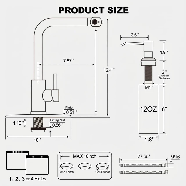 Alt view image 6 of 7 - Touchless Kitchen Faucets with Sprayer & Soap Dispenser, Bronze Oil Rubbed Bronze, Single Hole & Handle, Pull Out Waterfall Sink Faucet Suitable for Farmhouse Camper Laundry Rv