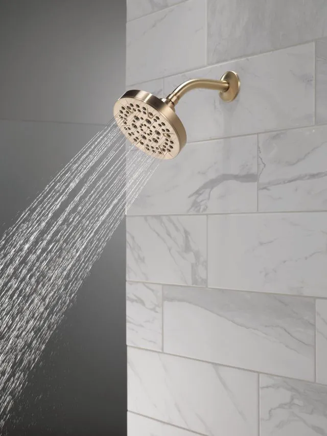 Alt view image 2 of 7 - 5-Setting Champagne Bronze Shower Head with High Pressure Spray, 6 Inch Round Shower Head, Showerheads, 1.75 GPM Flow Rate, Champagne Bronze 52535-CZ