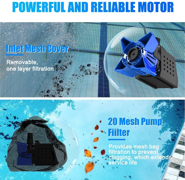 Alt view image 3 of 6 - 3200GPH Pool Cover Pump, Submersible Sump Pump above Ground Drain Hose, 25FT Power Cord, 3 Adapters, Fast Water Removal for Pool Covers, Ponds, Basements and Flooded Areas