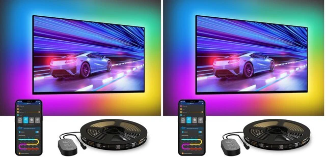Main image of TV LED Backlight,RGBIC Smart LED Strip Lights for 70-80 inch TVs, Bluetooth and Wi-Fi Control, Compatible with Alexa & Google Assistant, Music Sync, 99+ Scene Modes, Adapter (Pack of 2)