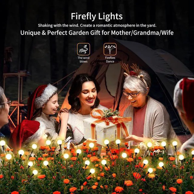 Alt view image 5 of 6 - Solar Lights Outdoor Waterproof, 10 Packs 80LED, Solar Garden, Patio, Garden Decor, Patio Decor, Firefly Outdoor, Unique Gifts for Women, Gifts for Grandma