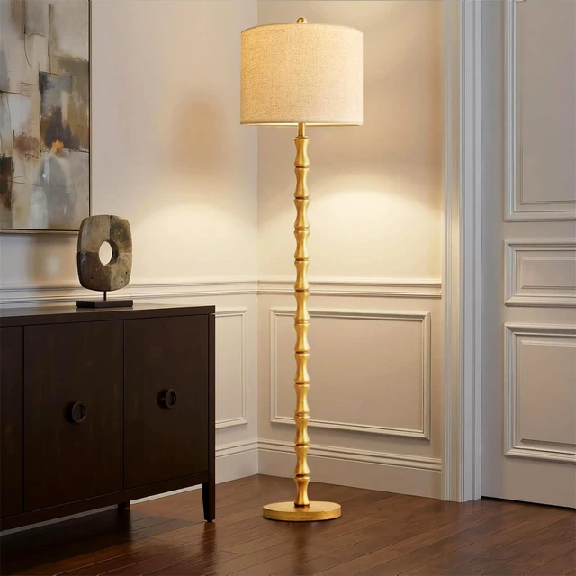 Alt view image 6 of 7 - Wood Floor Lamps for Living Room Rustic Floor Lamp with Remote Control & 3 Color Temperature,Dimmable Floor Lamp Gold Mid Century Modern Standing Lamp Tall Farmhouse Floor Lamp For Bedroom Corner