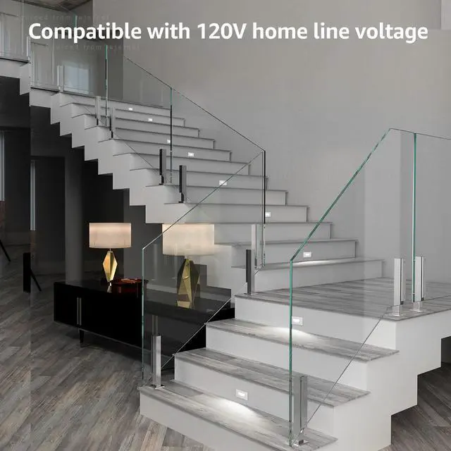 Alt view image 6 of 7 - 6-Pack 5CCT 120V LED Step Lights, Horizontal, White 150LM, 5%-100% Dimmable, CRI90, ETL, Indoor Outdoor Stair Lights, Wet Location, 2700K/3000K/3500K/4000K/5000K, Aluminum