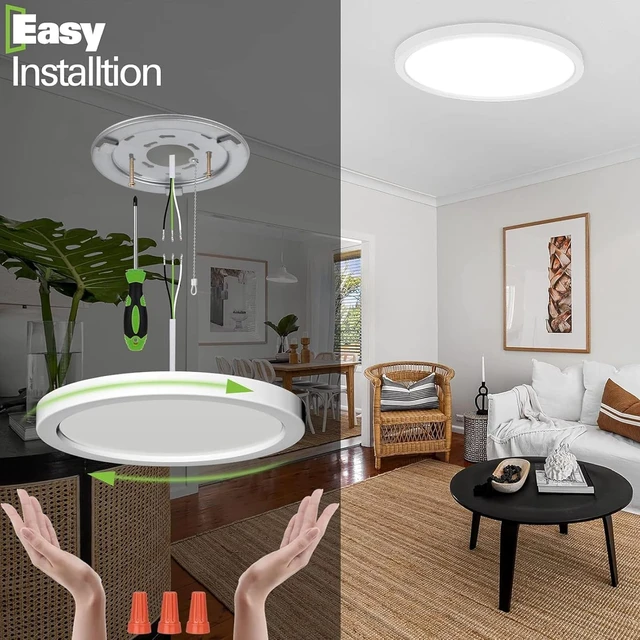 Alt view image 5 of 7 - 18 Inch LED Round Flat Panel Light,32W,3200LM,3CCT 3000K/4000K/5000K CCT Selectable,120°Beam Angle, Dimmable Edge-Lit Flush Mount Ceiling Light Fixture - ETL Listed,White