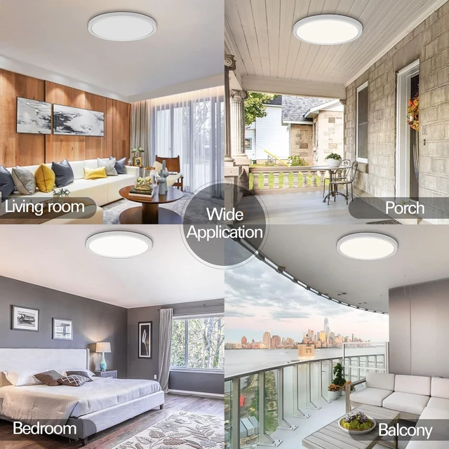 Alt view image 6 of 7 - 18 Inch LED Round Flat Panel Light,32W,3200LM,3CCT 3000K/4000K/5000K CCT Selectable,120°Beam Angle, Dimmable Edge-Lit Flush Mount Ceiling Light Fixture - ETL Listed,White