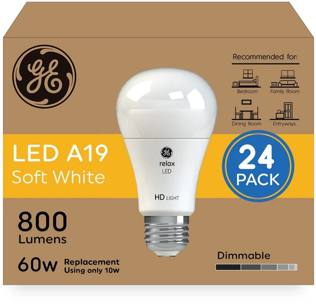 Main image of Relax HD LED Light Bulbs, A19 Soft White Light Bulbs, 24 Pack Dimmable LED Bulbs for Bedrooms, Family Rooms, Dining Rooms, and Entryways, 60-Watt Equivalent - Energy Efficient