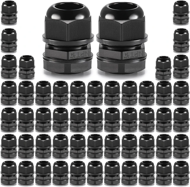 Main image of 50pcs 3/4" NPT Cable Gland Waterproof IP68 Nylon Cable Pass Through Cord Grip Connector Strain Relief Wire Grommet