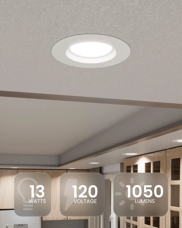 Alt view image 2 of 7 - 24 Pack 6 Inch Retrofit LED Recessed Lights, 5CCT, 13W=75W, Dimmable 1050LM, Selectable CCT 2700K/3000K/3500K/4000K/5000K, Baffle Trim, LED Retrofit Downlight Recessed Can Lights for Ceiling