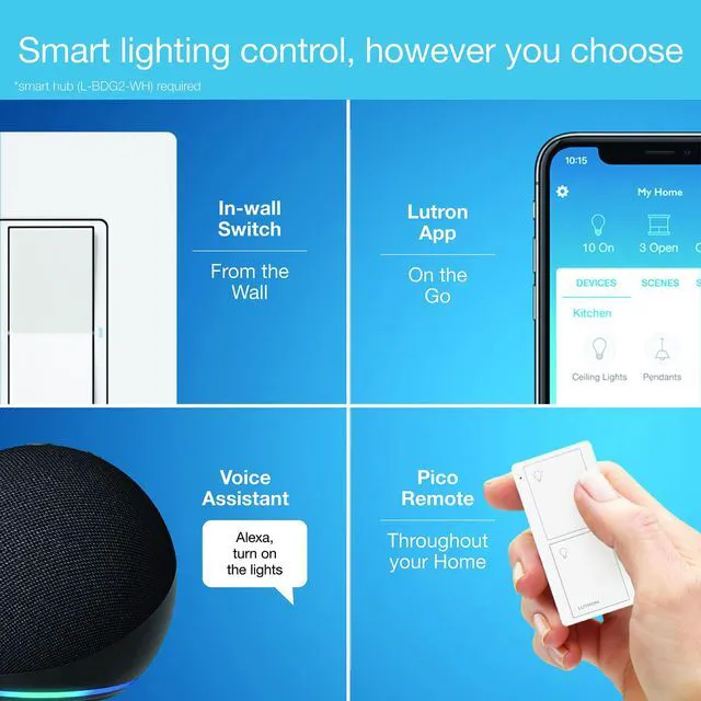 Alt view image 6 of 7 - Caseta Claro Smart Switch for Lighting and Fans (Smart Hub Required) For Caseta systems, smart switch for any bulbs, 5 amp, single-pole/3-way, neutral required, DVRF-5NS-LA, Light Almond