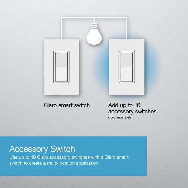 Alt view image 7 of 7 - Caseta Claro Smart Switch for Lighting and Fans (Smart Hub Required) For Caseta systems, smart switch for any bulbs, 5 amp, single-pole/3-way, neutral required, DVRF-5NS-LA, Light Almond