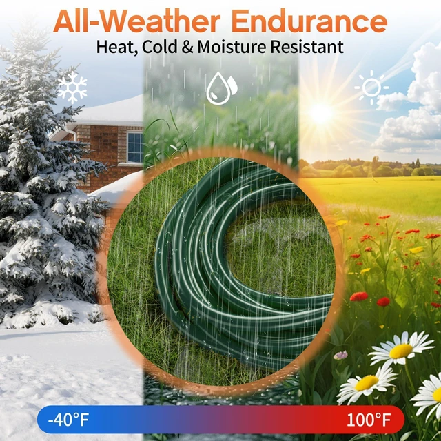 Alt view image 6 of 7 - 100FT 16 Gauge Green Outdoor Extension Cord with Multiple Outlets 3 Outlet 100 Feet Green Extension Cord for Christmas light, Flexible Waterproof SJTW, Hook 13A 1625W, ETL Listed, Home/Garden