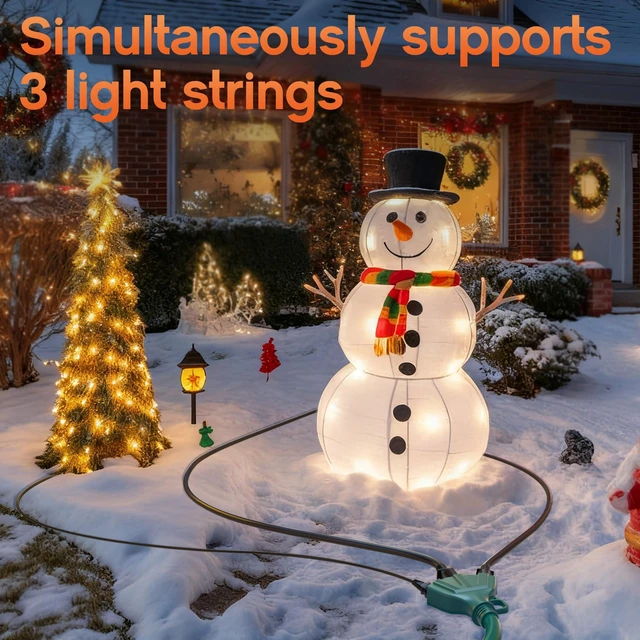 Alt view image 7 of 7 - 100FT 16 Gauge Green Outdoor Extension Cord with Multiple Outlets 3 Outlet 100 Feet Green Extension Cord for Christmas light, Flexible Waterproof SJTW, Hook 13A 1625W, ETL Listed, Home/Garden