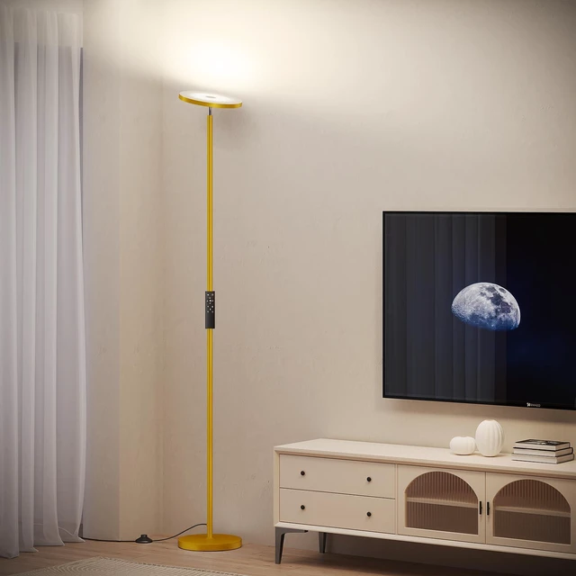 Alt view image 5 of 7 - Floor Lamps for Living RoomLED Standing Lamp with Remote Control 32W/3000LM Super Bright, 69" Tall Floor Lamp with Stepless Dimmable, Modern Torchiere Corner Lamp for Bedroom, Office Gold