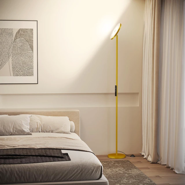 Alt view image 6 of 7 - Floor Lamps for Living RoomLED Standing Lamp with Remote Control 32W/3000LM Super Bright, 69" Tall Floor Lamp with Stepless Dimmable, Modern Torchiere Corner Lamp for Bedroom, Office Gold