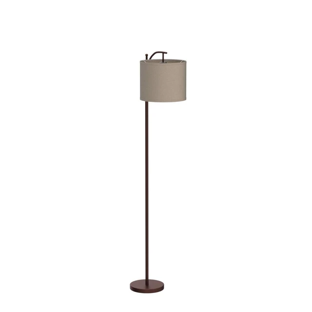 Alt view image 4 of 7 - Floor Lamp for Living Room, LED Standing Lamp Tall Industrial Floor Lamp Reading for Bedroom, Office (9W LED Bulb, Wood Grain Lampshade Included) - Oil-Rubbed Bronze
