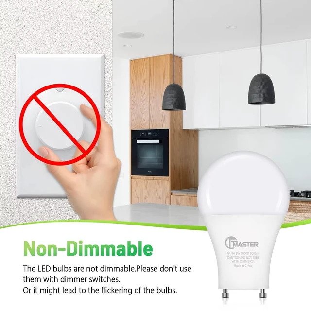 Alt view image 4 of 7 - GU24 LED Light Bulb, 3000K Warm White, 9W (100W Equivalent), 800 Lumens, A19 Shape, GU24 Pin Base, Non-Dimmable, UL ETL Certificated (48-Pack)
