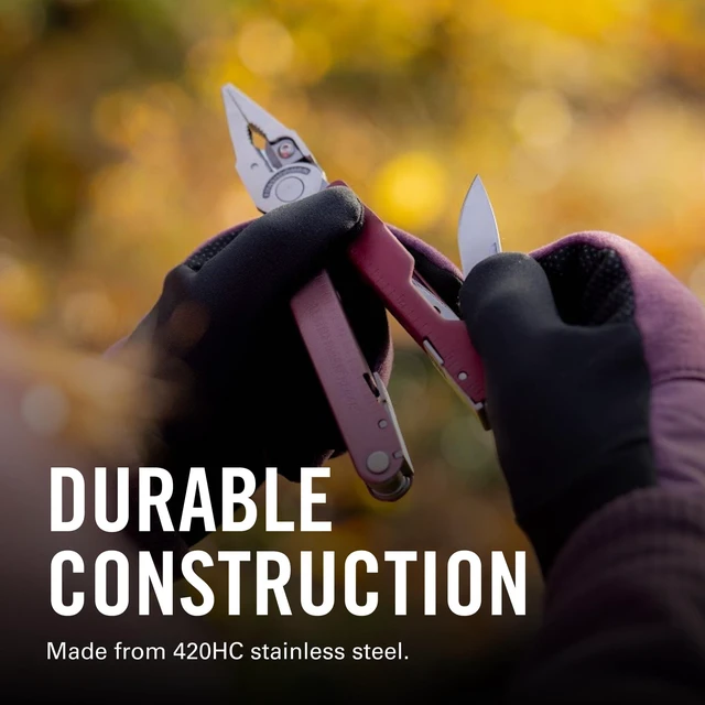 Alt view image 3 of 7 - Rebar Multi-Tool, Wire Cutters and Saw, Heathered Cranberry Full-Size Pliers, Replaceable Wire Cutters, Saw & Scissors for EDC & Work