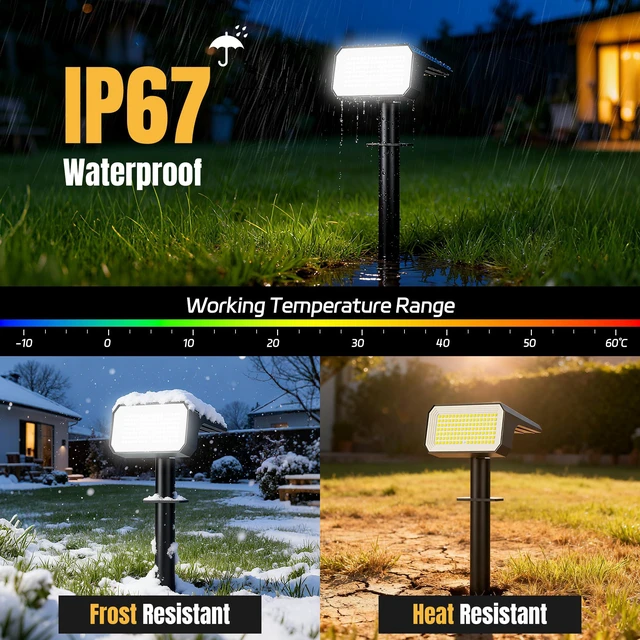 Alt view image 4 of 7 - Solar Spot Lights Outdoor Waterproof, 10 Pack, 118 LED Cool White IP67, 4 Modes Auto On/Off, Solar Powered Spotlights for Yard Garden Landscape Pathway Walkway Tree Patio Driveway