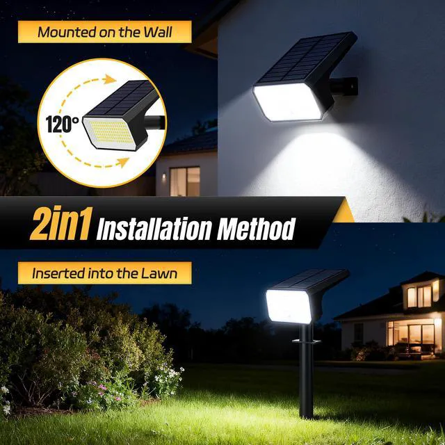 Alt view image 6 of 7 - Solar Spot Lights Outdoor Waterproof, 10 Pack, 118 LED Cool White IP67, 4 Modes Auto On/Off, Solar Powered Spotlights for Yard Garden Landscape Pathway Walkway Tree Patio Driveway