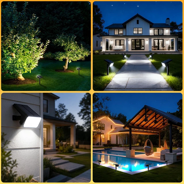Alt view image 7 of 7 - Solar Spot Lights Outdoor Waterproof, 10 Pack, 118 LED Cool White IP67, 4 Modes Auto On/Off, Solar Powered Spotlights for Yard Garden Landscape Pathway Walkway Tree Patio Driveway