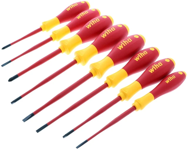 Main image of 32197 Insulated SlimLine Screwdriver Set, 8-Piece Tight Space Kit 1000V VDE certified, slim profile for tight clearance, Slotted Phillips Square tips, made in Germany - Screwdrivers