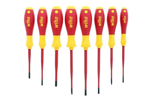 Alt view image 3 of 7 - 32197 Insulated SlimLine Screwdriver Set, 8-Piece Tight Space Kit 1000V VDE certified, slim profile for tight clearance, Slotted Phillips Square tips, made in Germany - Screwdrivers