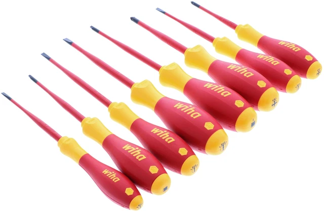 Alt view image 2 of 7 - 32197 Insulated SlimLine Screwdriver Set, 8-Piece Tight Space Kit 1000V VDE certified, slim profile for tight clearance, Slotted Phillips Square tips, made in Germany - Screwdrivers