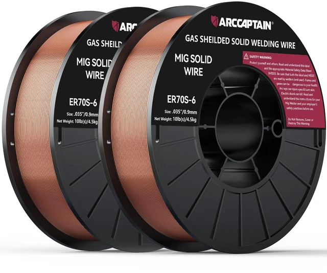 Main image of MIG Welding Wire ER70S-6.035" 10LB x 2 Smooth Wire Feeding, Stable Arc, Low Spatter & Clean Weld Beads for Mild Steel Fabrication