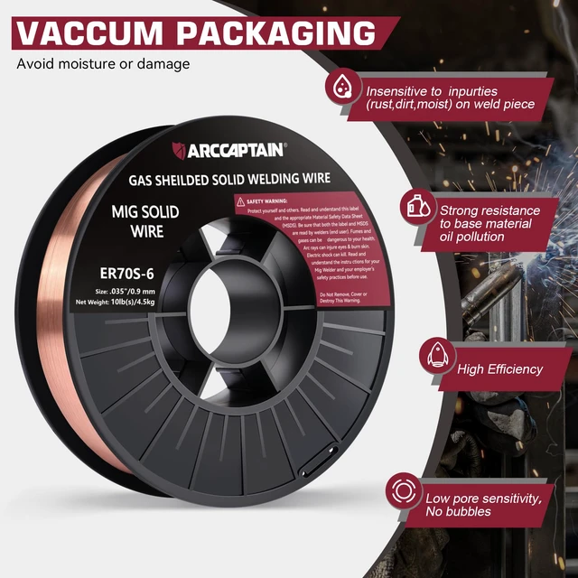 Alt view image 4 of 7 - MIG Welding Wire ER70S-6.035" 10LB x 2 Smooth Wire Feeding, Stable Arc, Low Spatter & Clean Weld Beads for Mild Steel Fabrication