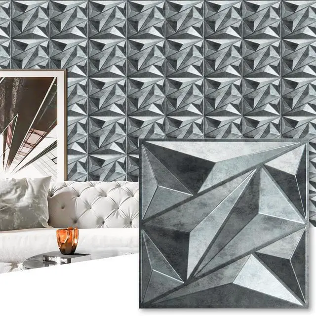 Main image of 33 Pack 3D Wall Panel Diamond for Interior Wall Décor, PVC Textured Wall Panels, 12''x12'' Cover 32.Sq.Ft. Patina Bronze