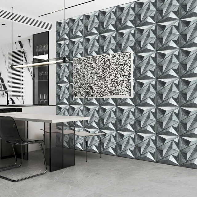 Alt view image 3 of 7 - 33 Pack 3D Wall Panel Diamond for Interior Wall Décor, PVC Textured Wall Panels, 12''x12'' Cover 32.Sq.Ft. Patina Bronze