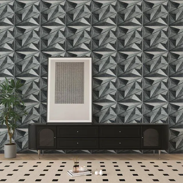 Alt view image 4 of 7 - 33 Pack 3D Wall Panel Diamond for Interior Wall Décor, PVC Textured Wall Panels, 12''x12'' Cover 32.Sq.Ft. Patina Bronze