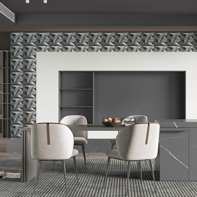 Alt view image 6 of 7 - 33 Pack 3D Wall Panel Diamond for Interior Wall Décor, PVC Textured Wall Panels, 12''x12'' Cover 32.Sq.Ft. Patina Bronze