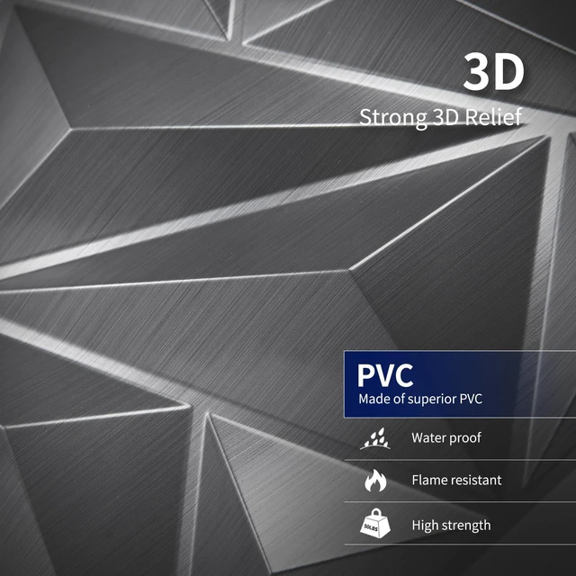 Alt view image 5 of 7 - 33 Pack 3D Wall Panel Diamond for Interior Wall Décor, PVC Textured Wall Panels, 12''x12'' Cover 32.Sq.Ft. Silver