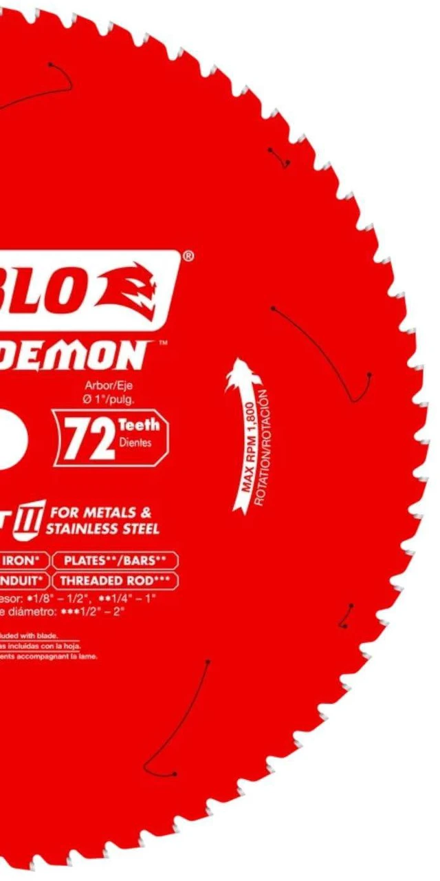 Alt view image 2 of 4 - Steel Demon Cermet II Saw Blade for Medium Metal - 14" x 72-Teeth 1800 Max RPM, Triple Chip Cutting Action - D1472CF