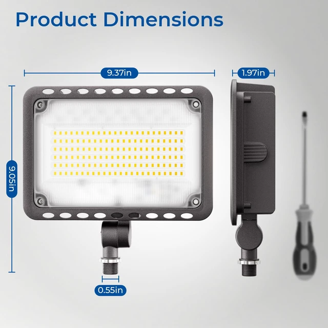 Alt view image 7 of 7 - 120W 16800LM LED Flood Lights Outdoor, 5000K, UL Listed, 2 Pack IP65 Waterproof Exterior Security Wall Lighting with 180°Knuckle, 120V Outside Aluminum Fixture for Courtyard Barn lot Garage