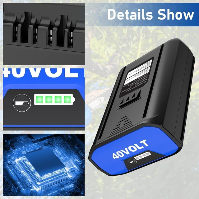 Alt view image 2 of 7 - 40V 4000Mah Battery Replacement for Kobalt 40V 4.0ah Rechargeable Lithium Ion Cordless Power Equipment Battery,Compatible with All Kobalt 40V max Team Tools