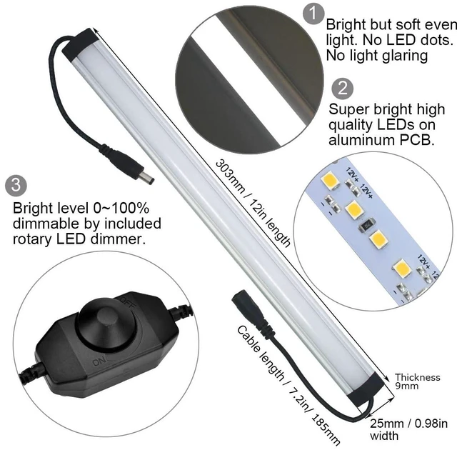Alt view image 4 of 7 - Kitchen Under Cabinet LED Lighting Kit Plug-in, Super Bright, 6 PCS 12 Inches Light Bars, Daylight White, 31W 2000 Lumen, Perfect for Kitchen Cabinet Counter Shelf-(6 Bars Kit-5000K)