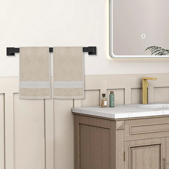 Alt view image 2 of 7 - 10 Piece Towel Bar Set - 23.6Inch Bath Towel Holder - Matte Black Stainless Steel Towel Racks for Bathroom Wall Mounted, Towel Rod for Bathroom Wall