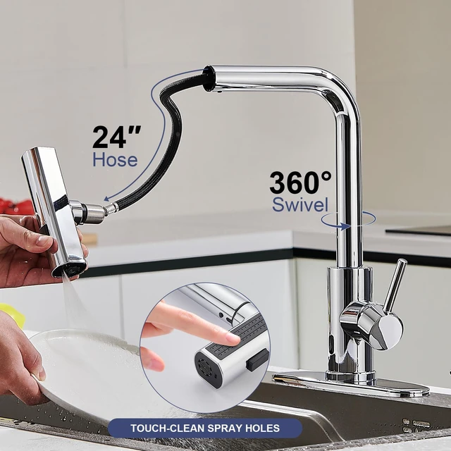 Alt view image 4 of 7 - Touchless Kitchen Faucets with Sprayer & Soap Dispenser, Chrome Waterfall, Single Hole, Single Handle, Pull Out Sink Faucet, Suitable for Farmhouse Camper Laundry Rv Bar