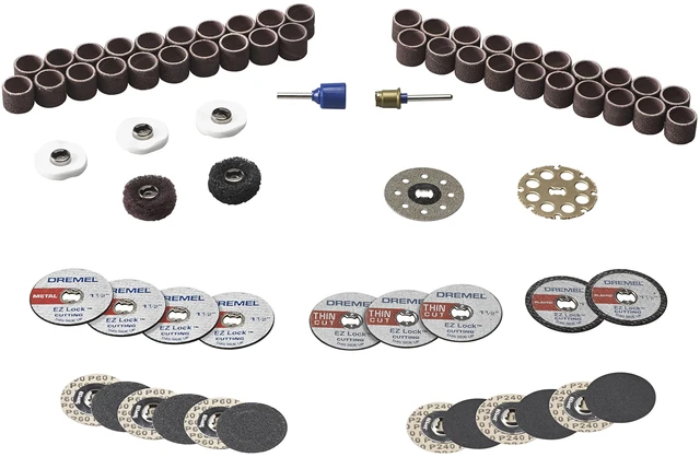 Alt view image 2 of 7 - EZ725 70-Piece EZ Lock Rotary Tool Accessory Kit EZ Lock and EZ Drums for Fast Accessory Changes, Storage Case, Includes Cutting, Sanding, Carving, Polishing Accessories