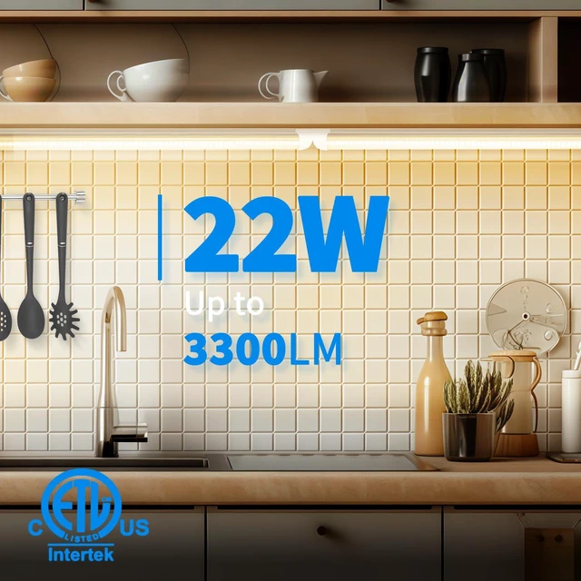 Alt view image 4 of 7 - (6-Pack) 2FT LED Shop Light, 22W 3000K, V-Shaped T8 LED Tube Light 3300LM Ceiling and Utility Shop Lights, Linkable Under Counter Lights for Kitchen, Garage, Workbench, Basement, ETL Listed