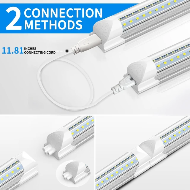 Alt view image 3 of 7 - (6-Pack) 2FT LED Shop Light, 22W 3000K, V-Shaped T8 LED Tube Light 3300LM Ceiling and Utility Shop Lights, Linkable Under Counter Lights for Kitchen, Garage, Workbench, Basement, ETL Listed