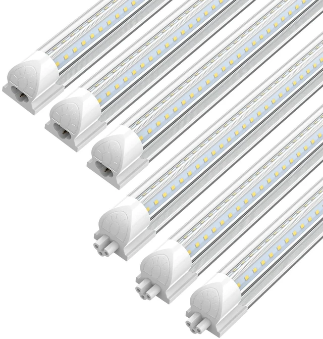 Main image of (6-Pack) LED Shop Lights 2FT, V-Shaped Linkable 22W 3300LM 5000K Under Cabinet Lighting, T8 Tube Light Fixtures, Shop Light for Workbench, Kitchen, Workshop, Plug and Play, ETL Listed