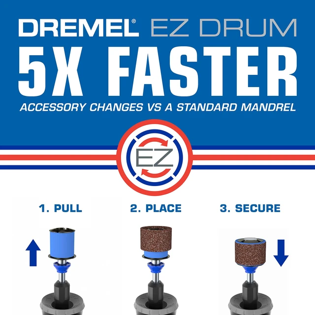 Alt view image 7 of 7 - EZ725 70-Piece EZ Lock Rotary Tool Accessory Kit EZ Lock and EZ Drums for Fast Accessory Changes, Storage Case, Includes Cutting, Sanding, Carving, Polishing Accessories