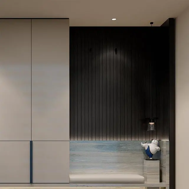 Alt view image 5 of 7 - Peel and Stick PVC Slat Wall Panel 236"x15.75" Self-Adhesive Thick Faux Black Wood Grain Wallpaper Panel 3D Soundproof Wall Panels for Walls & Ceilings
