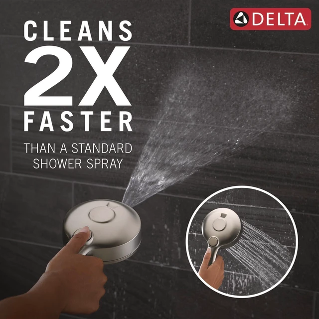 Alt view image 2 of 7 - 5-Setting HydroRain 2-in-1 Dual Shower Head with ProClean Spray, Brushed Nickel High Pressure Shower Head with Handheld Spray, 1.75 GPM Flow Rate, Satin Nickel 75419SN