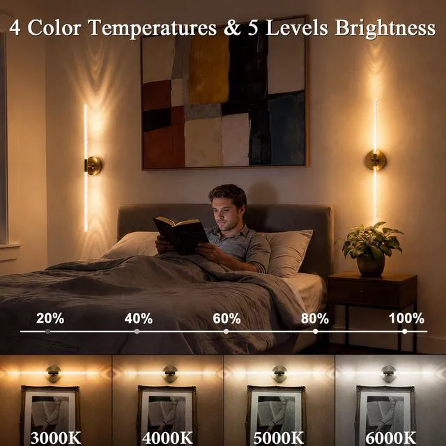 Alt view image 7 of 7 - Rechargeable Wall Lights Battery Operated Sconce 2Pack(Gold Bubble Crystal) 10000mAh Wireless Wall Lights With Touch & Remote, 4CCT, 360° Rotatable Wall Lamp for Bedroom Living Room Hallway 31.5in
