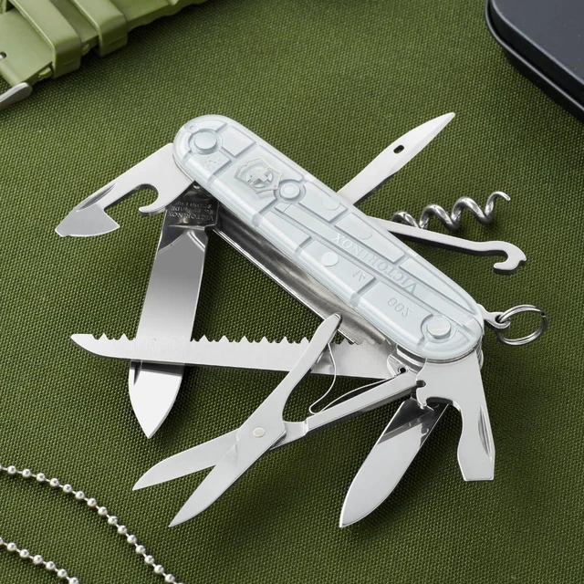 Alt view image 3 of 7 - Huntsman Swiss Army, 15 Functions Pocket Knife, Silver Tech Swiss Made Multi-Tool with Wood Saw, Scissors & Screwdriver Compact Design for Camping, Hiking and Daily Carry